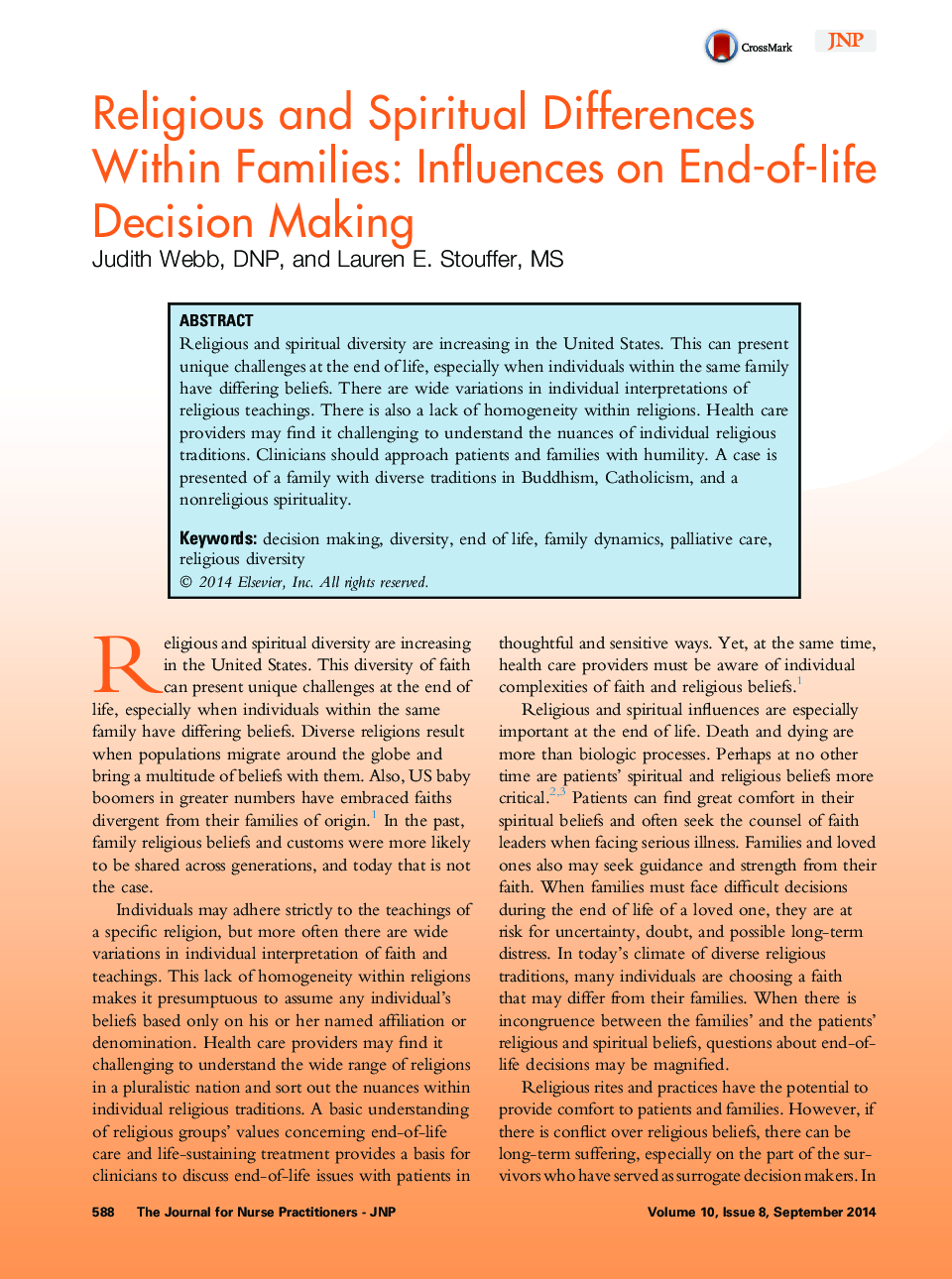 Religious and Spiritual Differences Within Families: Influences on End-of-life Decision Making 