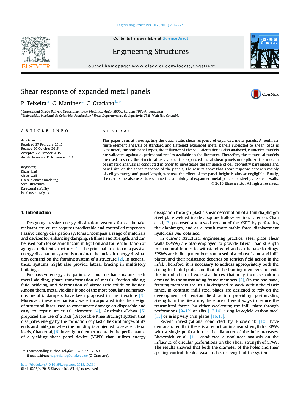 Shear response of expanded metal panels