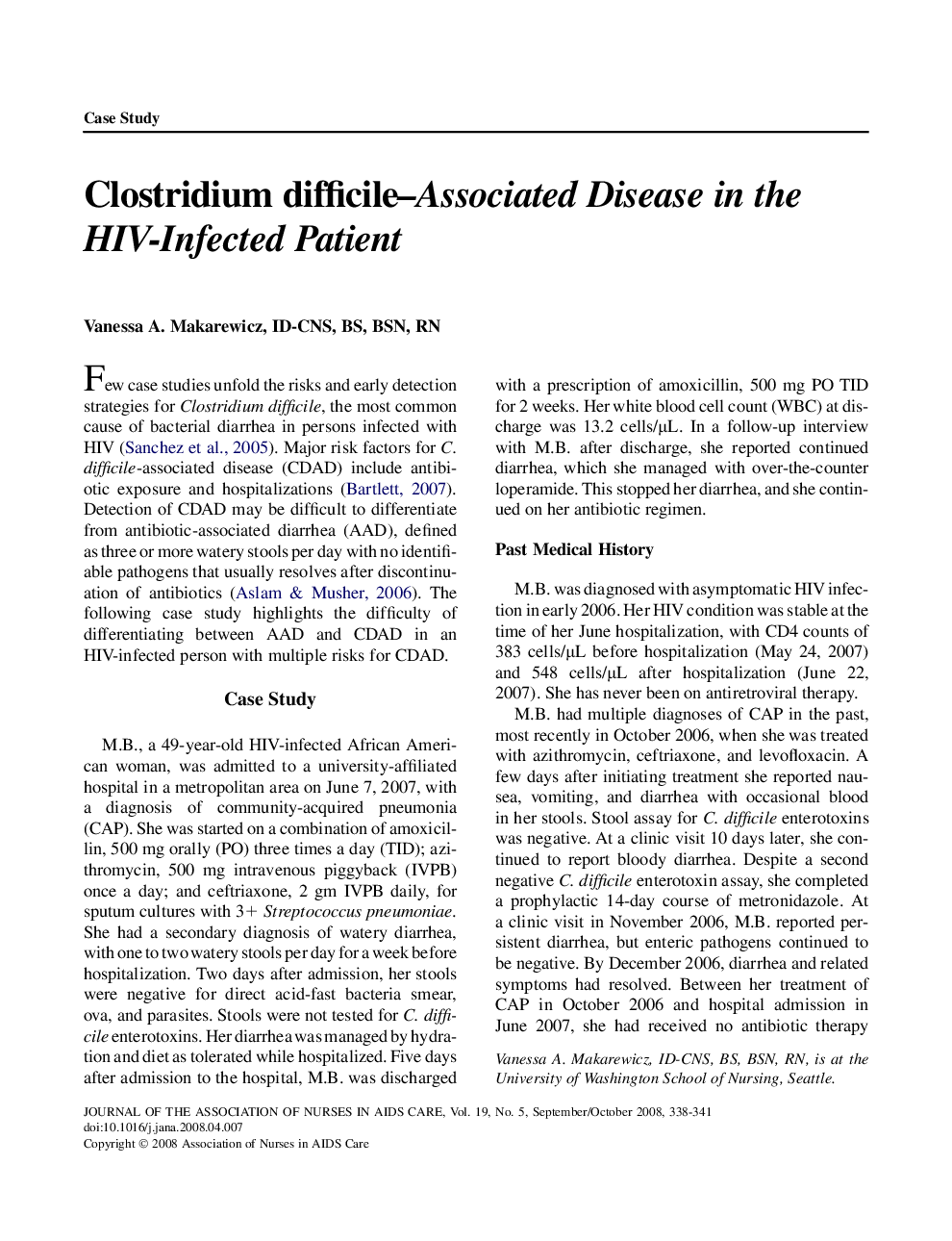 Clostridium difficile-Associated Disease in the HIV-Infected Patient