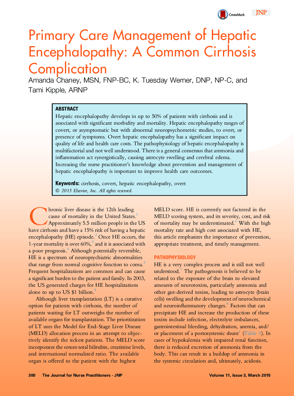 Primary Care Management of Hepatic Encephalopathy: A Common Cirrhosis Complication 