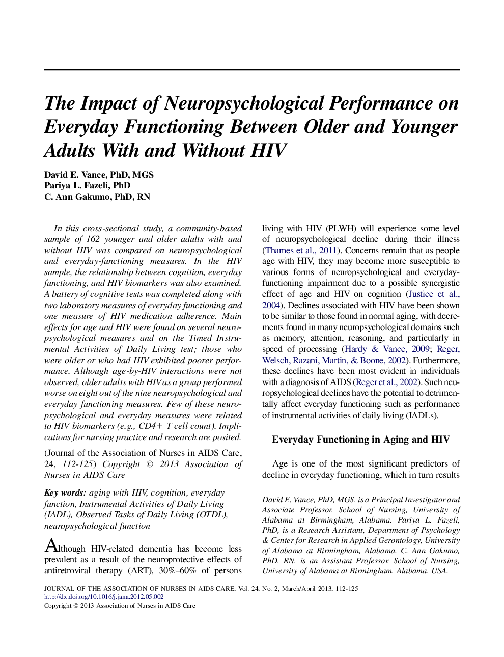 The Impact of Neuropsychological Performance on Everyday Functioning Between Older and Younger Adults With and Without HIV