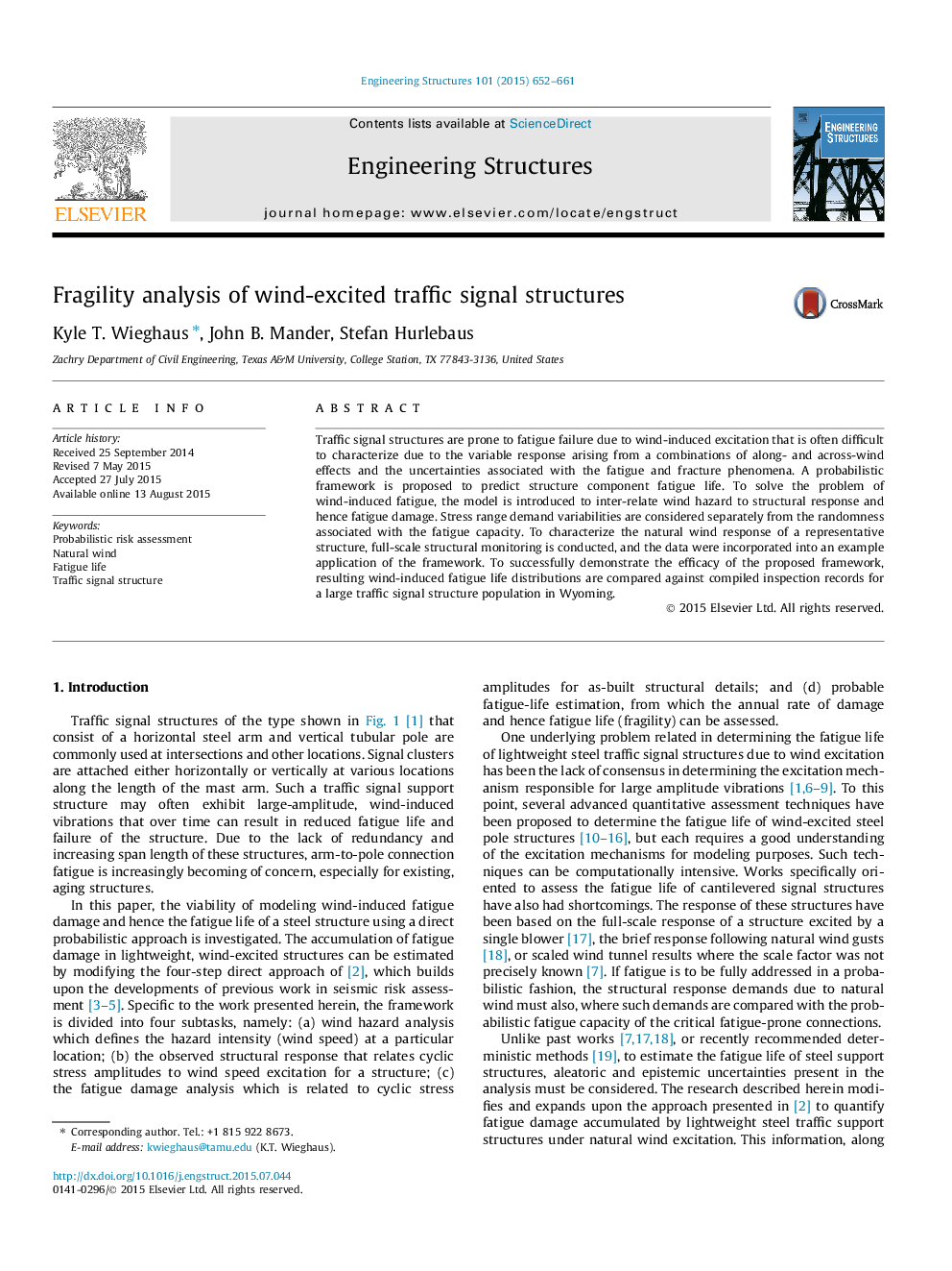 Fragility analysis of wind-excited traffic signal structures