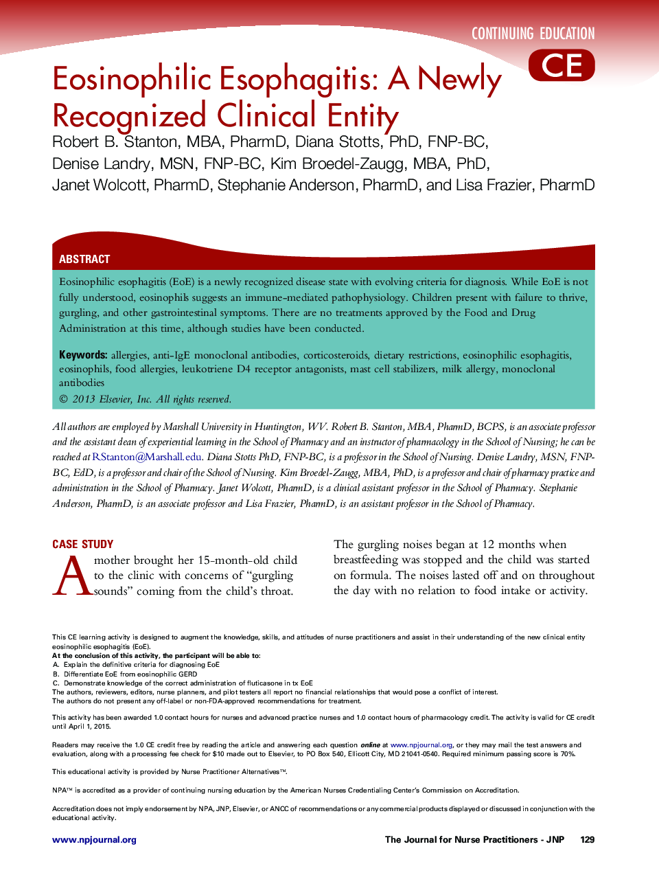 Eosinophilic Esophagitis: A Newly Recognized Clinical Entity