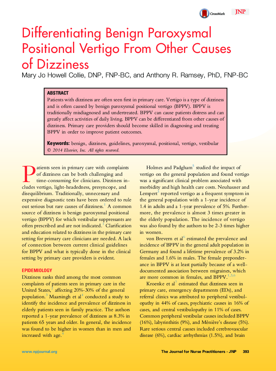 Differentiating Benign Paroxysmal Positional Vertigo From Other Causes ofÂ Dizziness