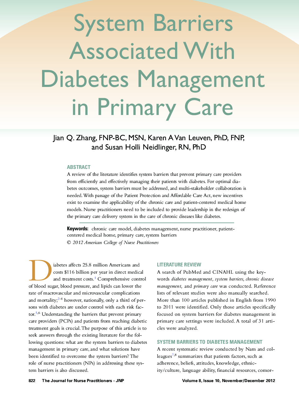 System Barriers Associated With Diabetes Management in Primary Care 
