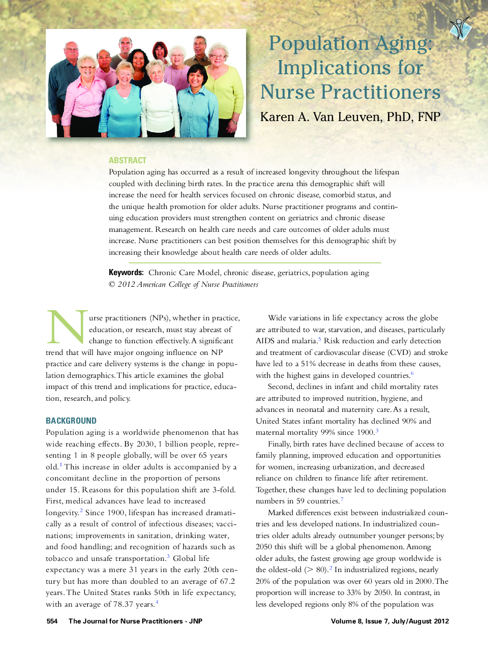 Population Aging: Implications for Nurse Practitioners 