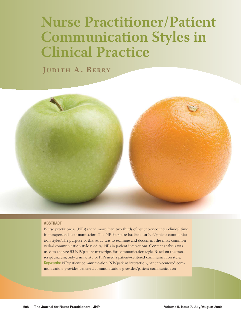 Nurse Practitioner/Patient Communication Styles in Clinical Practice 