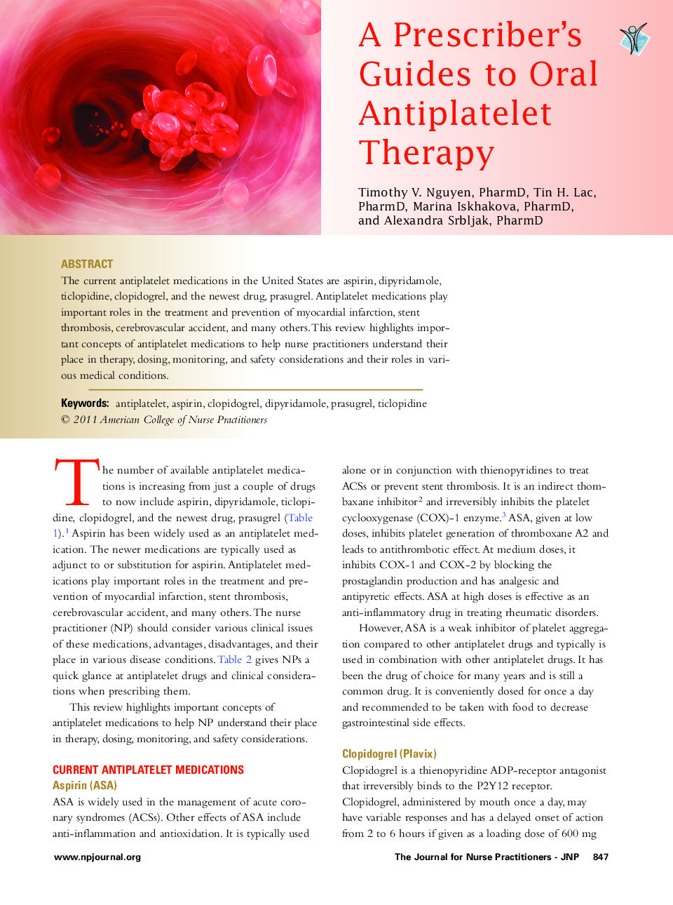 A Prescriber's Guides to Oral Antiplatelet Therapy