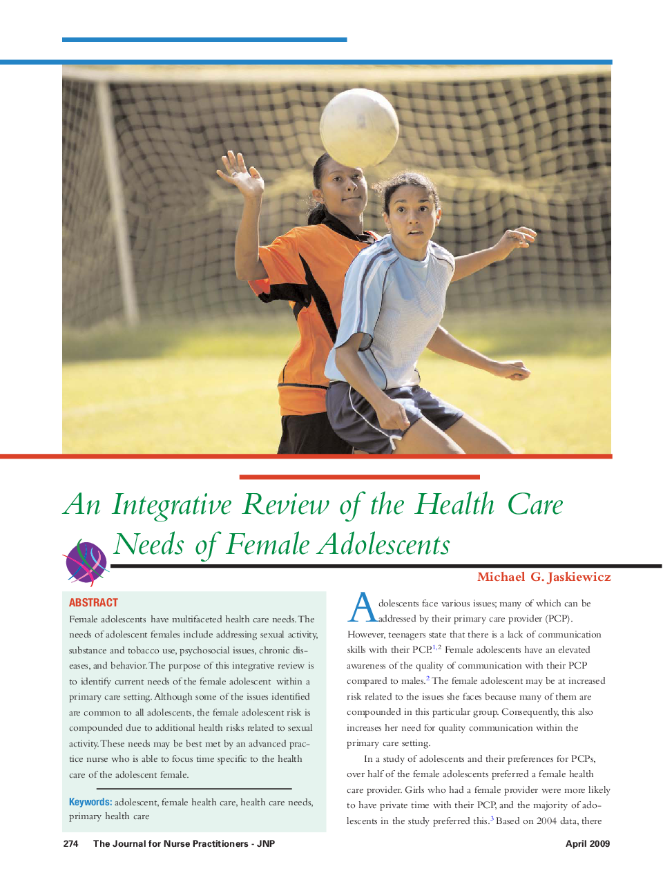 An Integrative Review of the Health Care Needs of Female Adolescents 