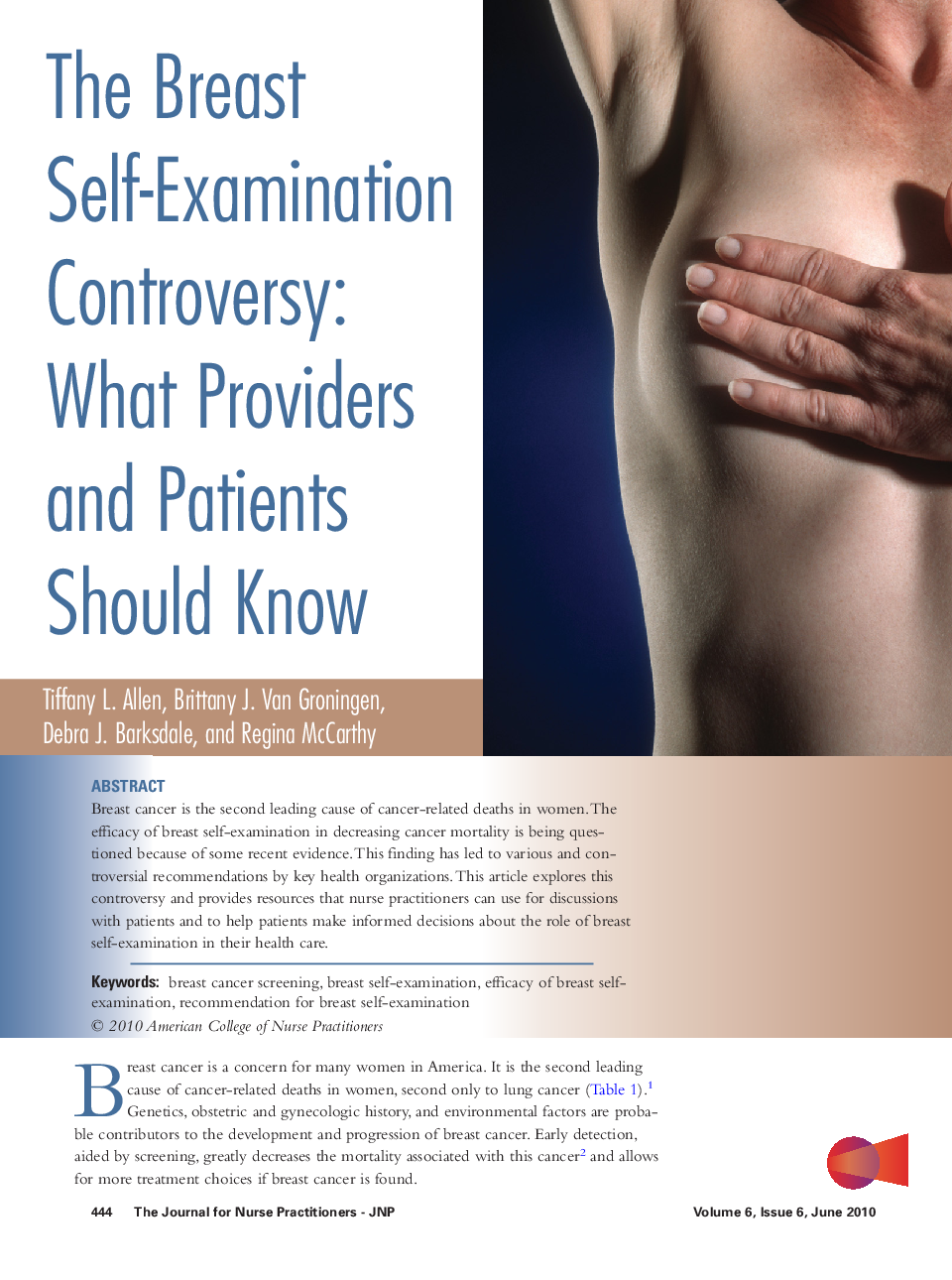 The Breast Self-Examination Controversy: What Providers and Patients Should Know 