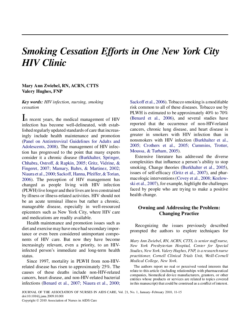 Smoking Cessation Efforts in One New York City HIV Clinic