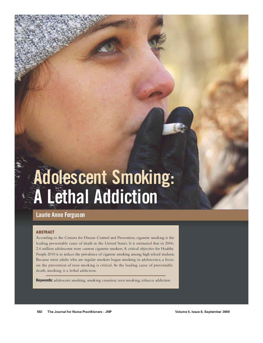 عکس صفحه اول مقاله: Adolescent Smoking: A Lethal Addiction Adolescent Smoking: A Lethal Addiction