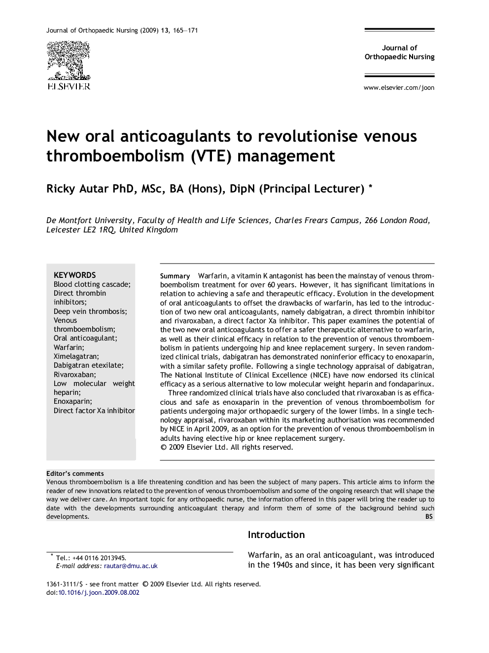 New oral anticoagulants to revolutionise venous thromboembolism (VTE) management