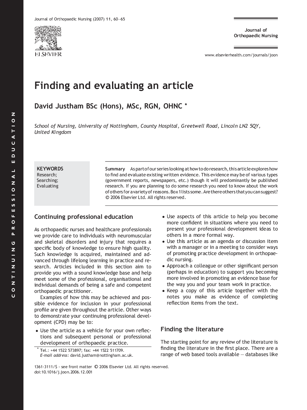 Finding and evaluating an article