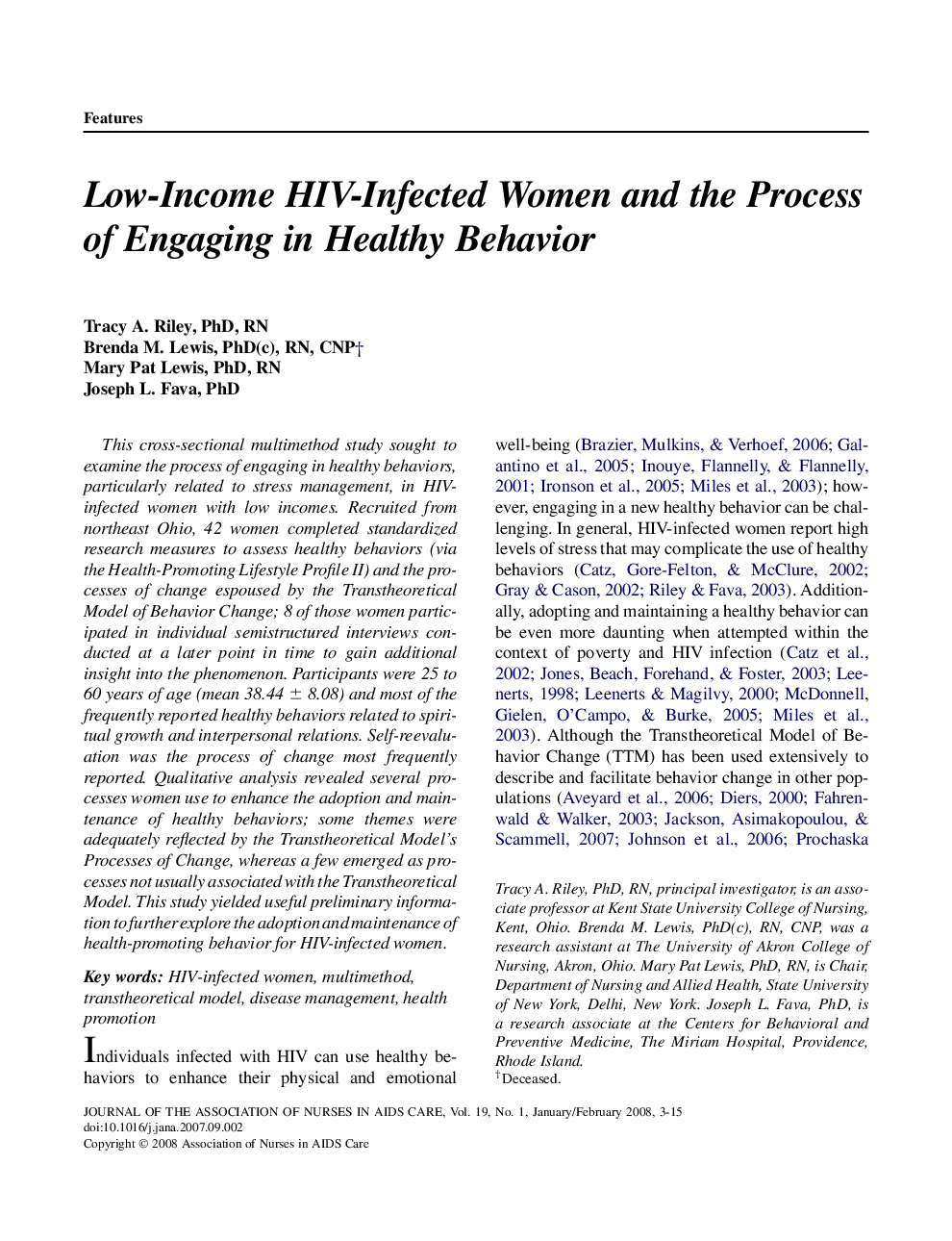 Low-Income HIV-Infected Women and the Process of Engaging in Healthy Behavior