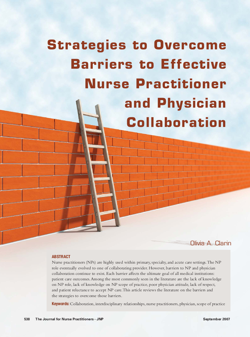 Strategies to Overcome Barriers to Effective Nurse Practitioner and Physician Collaboration 
