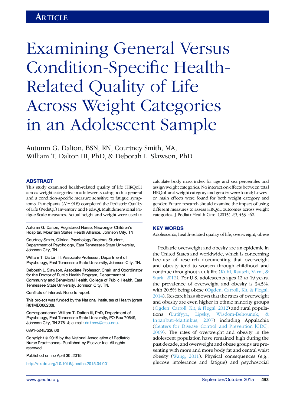 بررسی کلی در مقابل وضعیت خاص کیفیت زندگی مربوط به سلامت در سراسر دسته های وزن در نمونه نوجوانان 