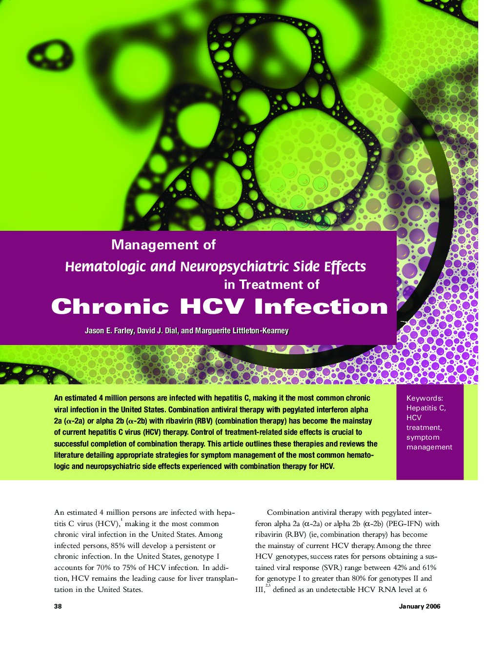 Management of Hematologic and Neuropsychiatric Side Effects in Treatment of Chronic HCV Infection