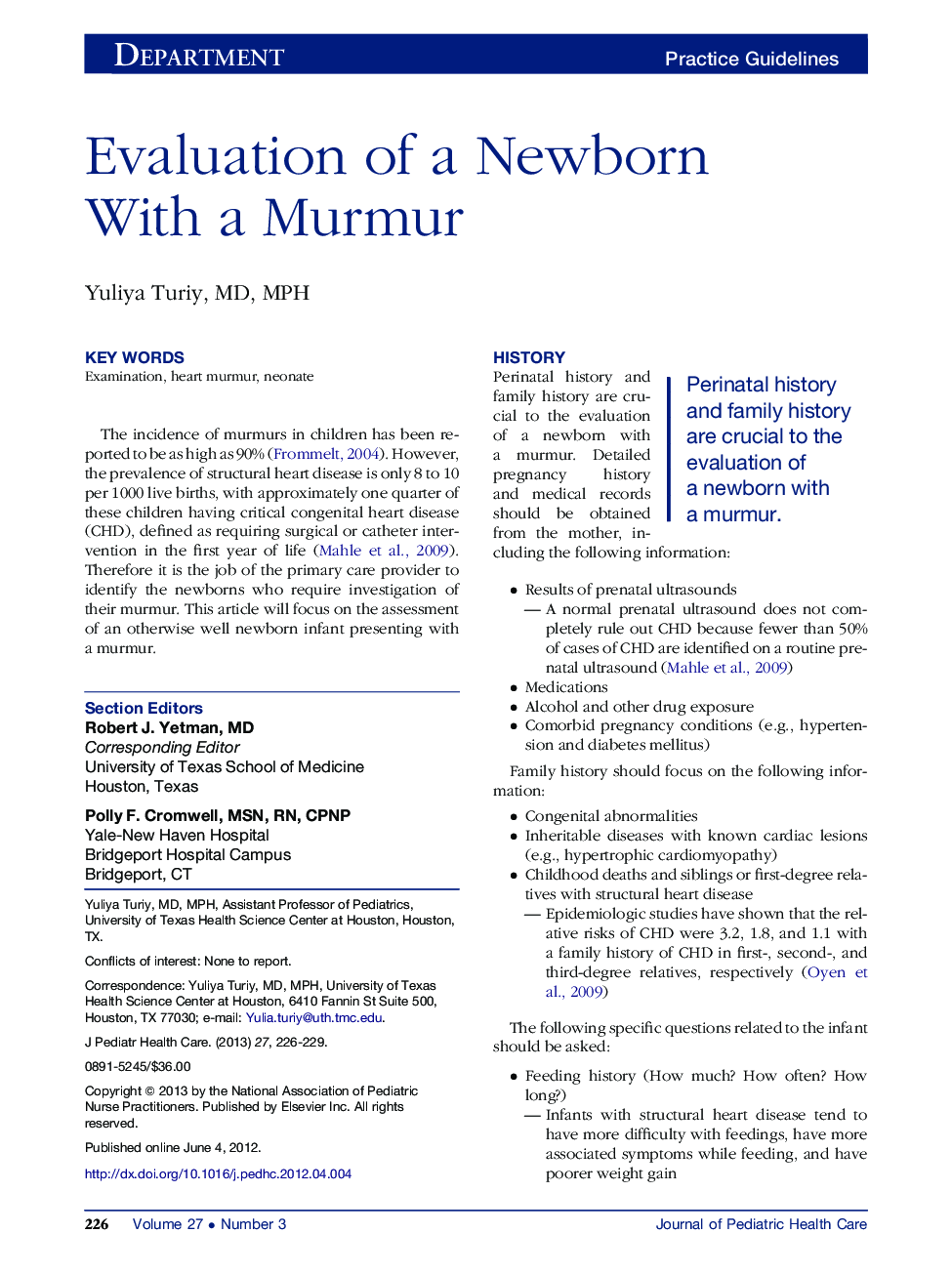 Evaluation of a Newborn With a Murmur