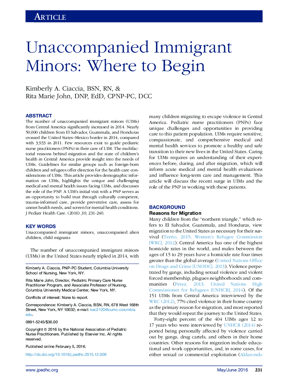 Unaccompanied Immigrant Minors: Where to Begin 