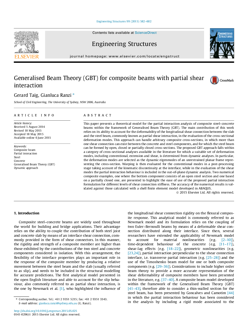 Generalised Beam Theory (GBT) for composite beams with partial shear interaction