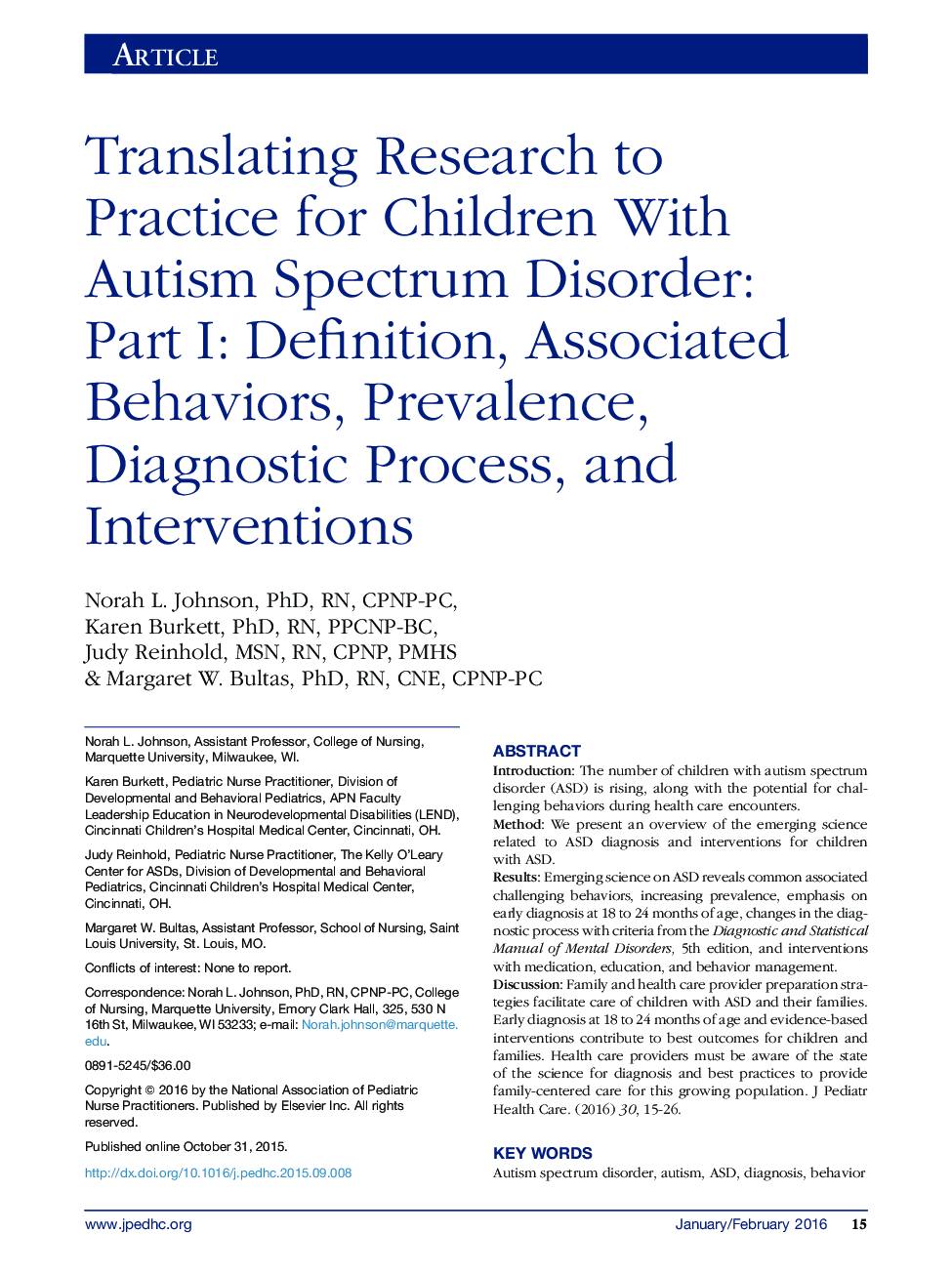 ترجمه پژوهش برای تمرین برای کودکان مبتلا به اختلال طیف اوتیسم: قسمت اول: تعریف، رفتارهای مرتبط، شیوع، فرآیند تشخیصی و مداخلات