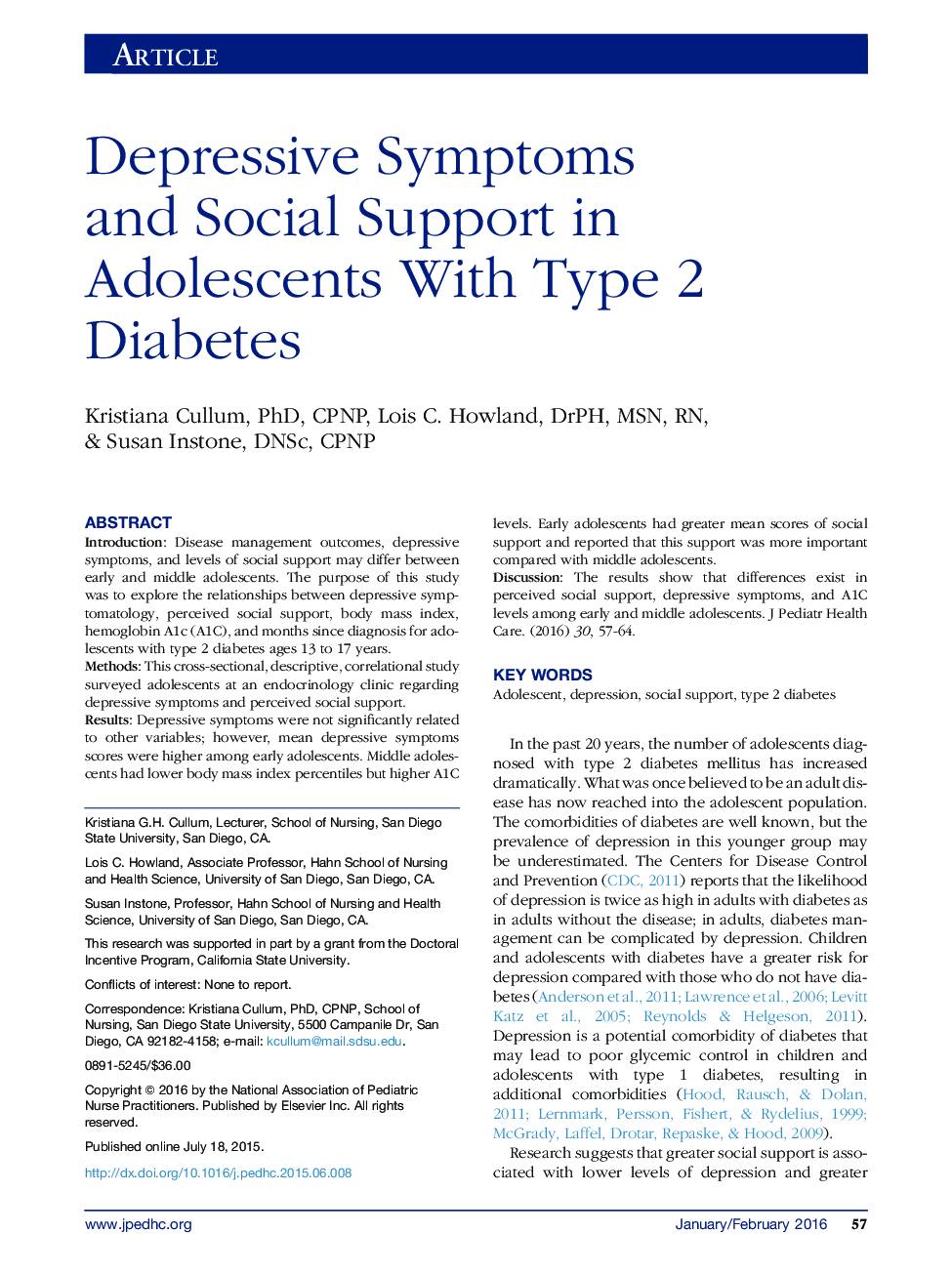 علائم افسردگی و حمایت اجتماعی در نوجوانان مبتلا به دیابت نوع 2