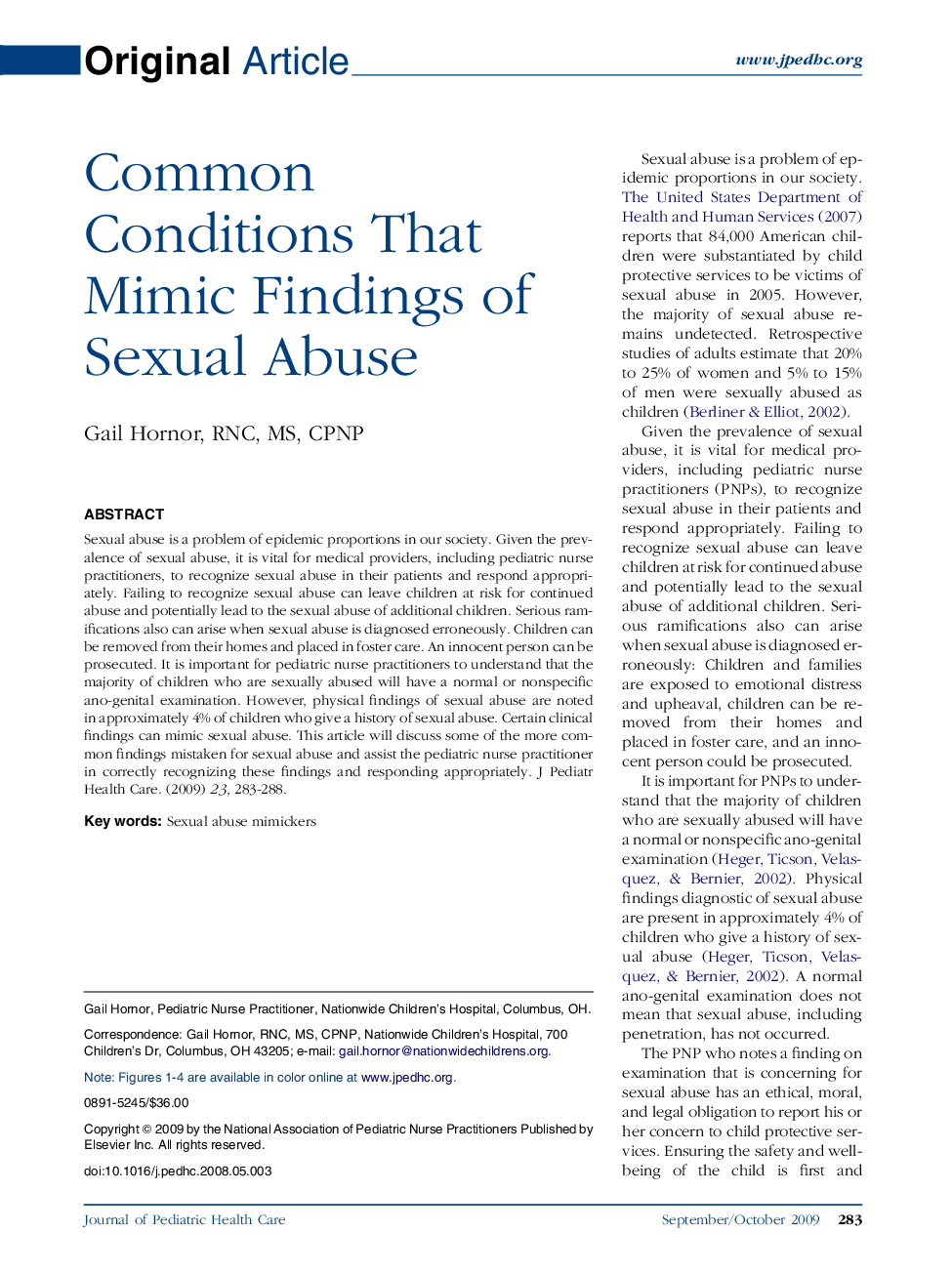 Common Conditions That Mimic Findings of Sexual Abuse 