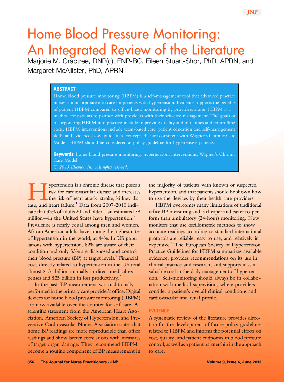 Home Blood Pressure Monitoring: An Integrated Review of the Literature 