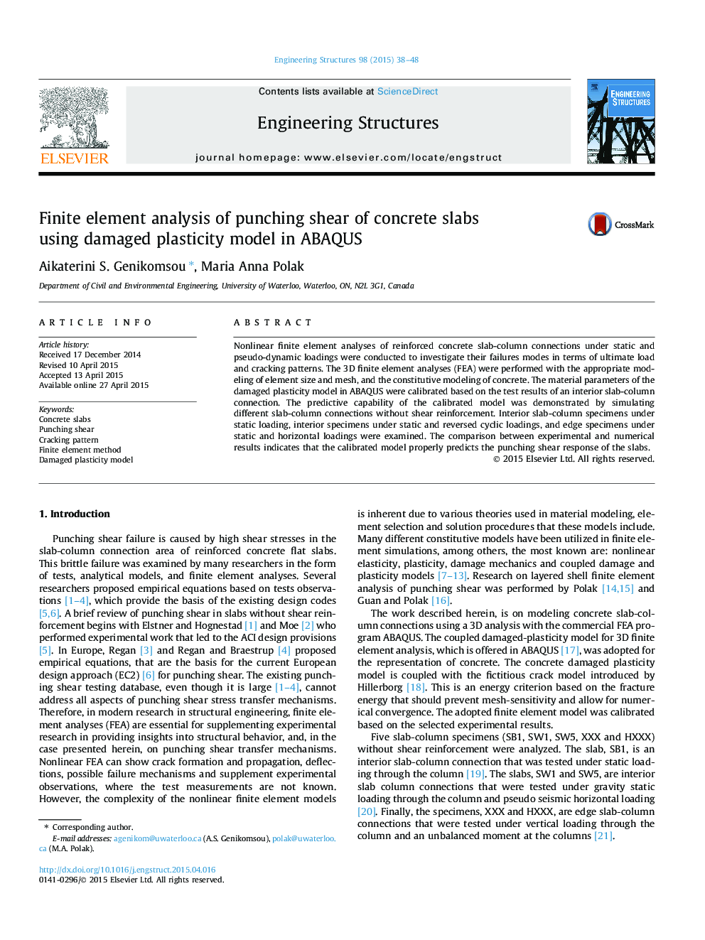 Finite element analysis of punching shear of concrete slabs using damaged plasticity model in ABAQUS