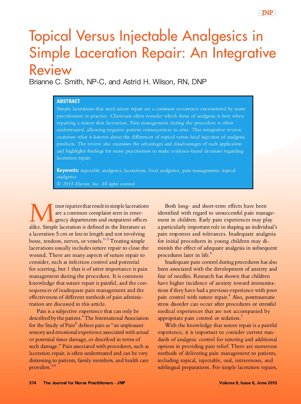 Topical Versus Injectable Analgesics in Simple Laceration Repair: An Integrative Review 