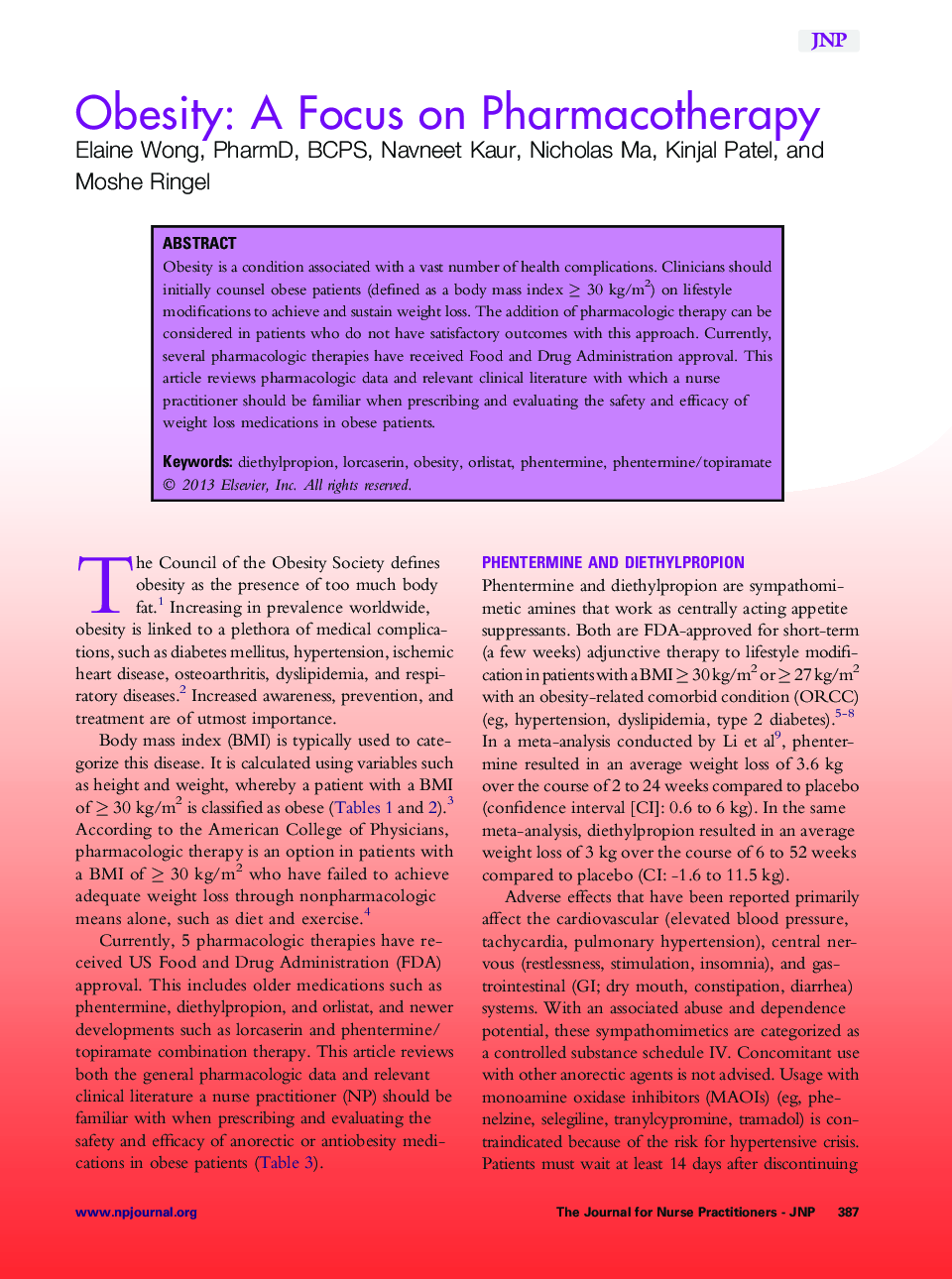 Obesity: A Focus on Pharmacotherapy 