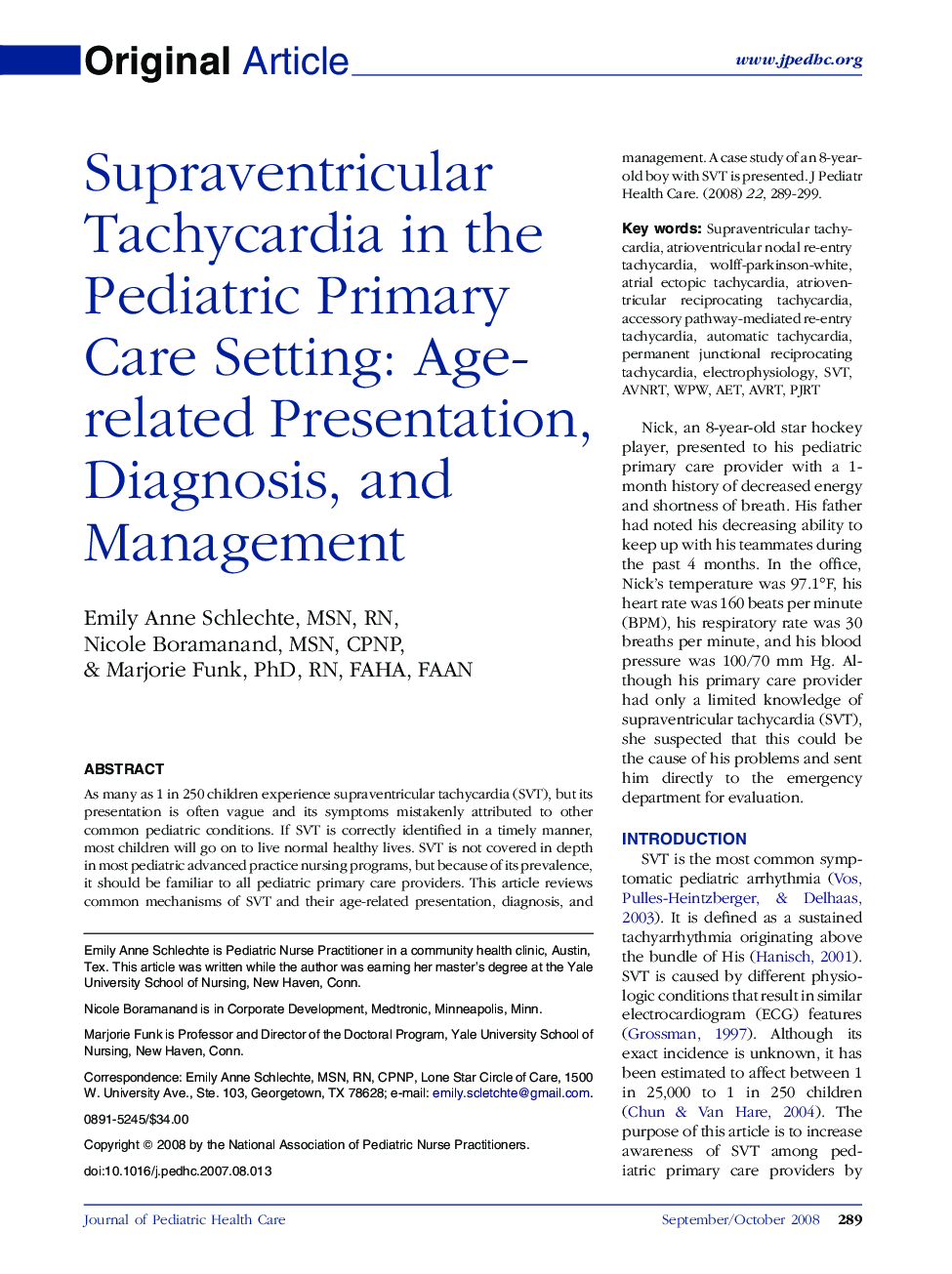 Supraventricular Tachycardia in the Pediatric Primary Care Setting: Age-related Presentation, Diagnosis, and Management
