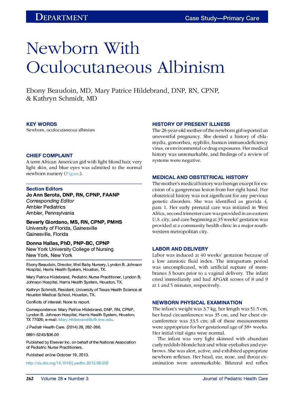 Newborn With Oculocutaneous Albinism