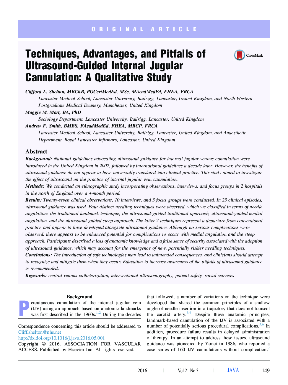 Techniques, Advantages, and Pitfalls of Ultrasound-Guided Internal Jugular Cannulation: A Qualitative Study