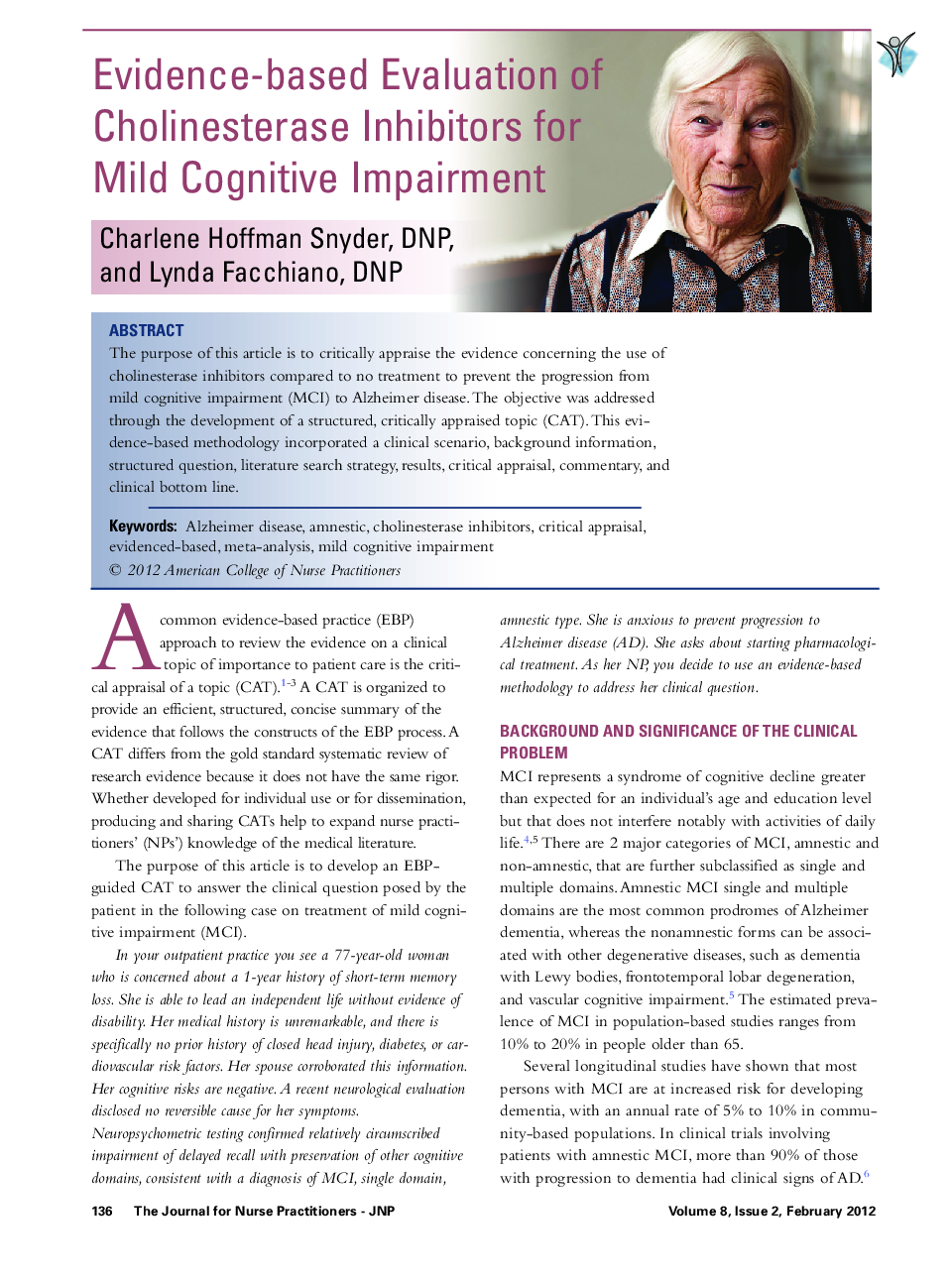 Evidence-based Evaluation of Cholinesterase Inhibitors for Mild Cognitive Impairment 