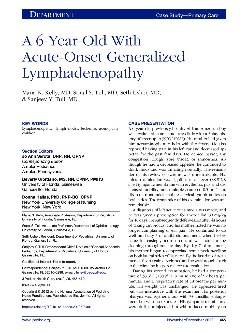 A 6-Year-Old With Acute-Onset Generalized Lymphadenopathy