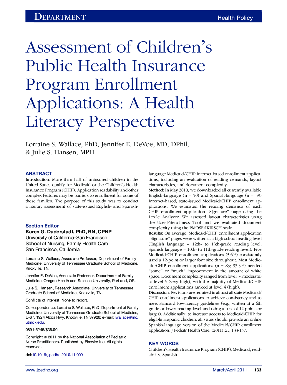 Assessment of Children’s Public Health Insurance Program Enrollment Applications: A Health Literacy Perspective 