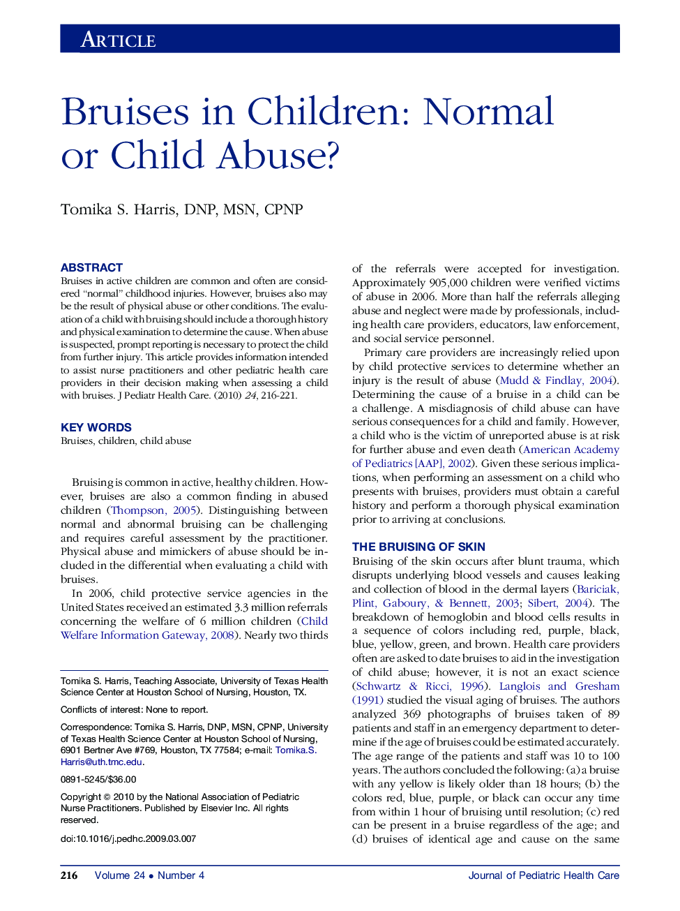 Bruises in Children: Normal or Child Abuse? 