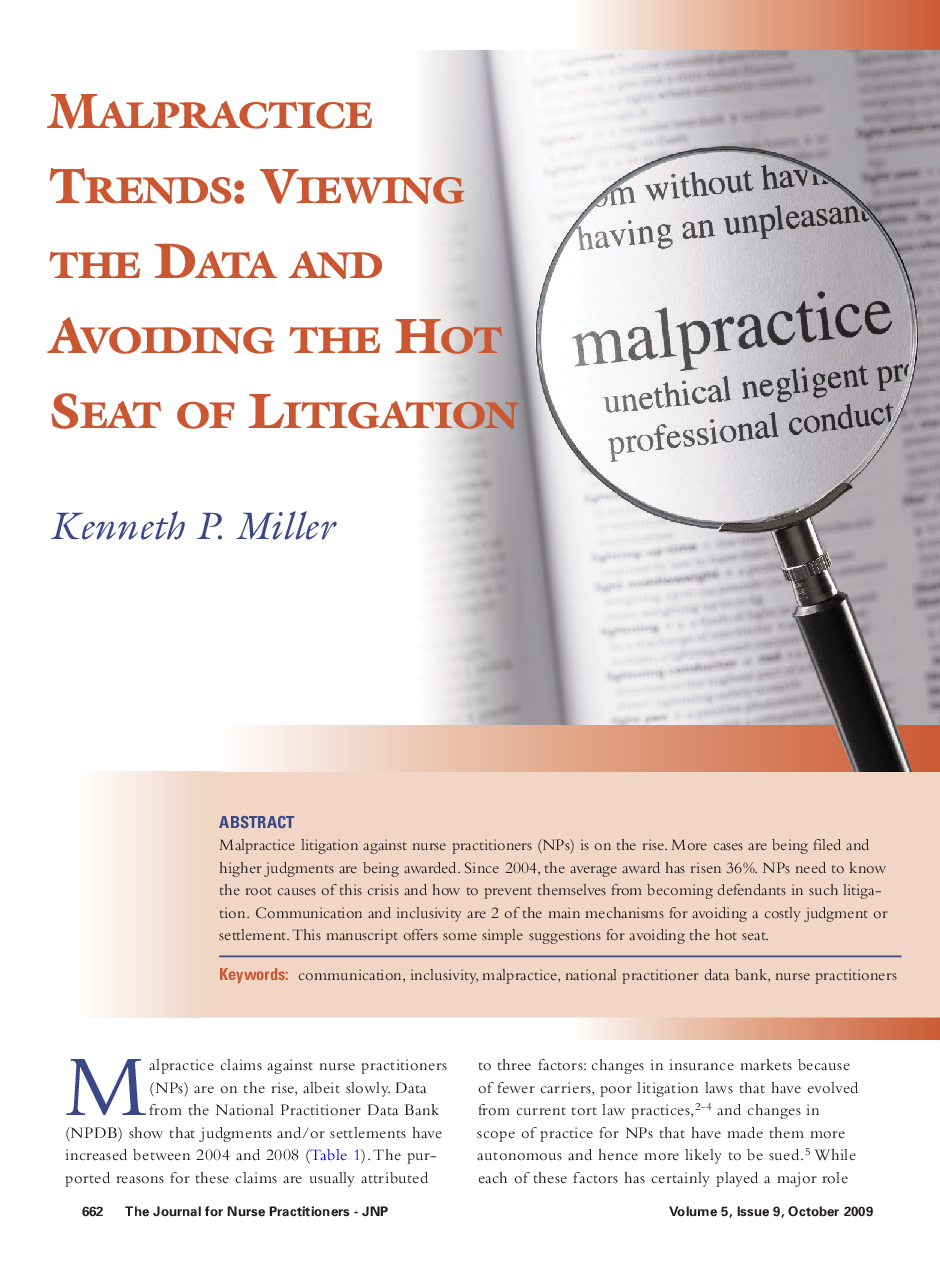 Malpractice Trends: Viewing the Data and Avoiding the Hot Seat of Litigation 