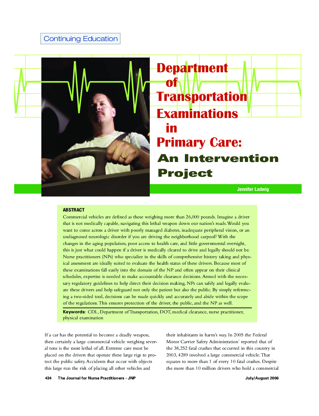 Department of transportation examinations primary care: An intervention project