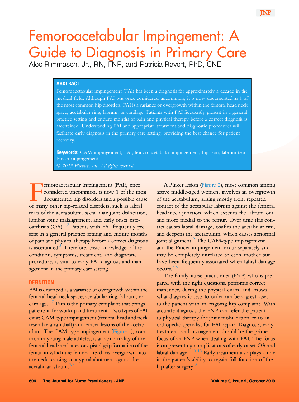 Femoroacetabular Impingement: A Guide to Diagnosis in Primary Care 