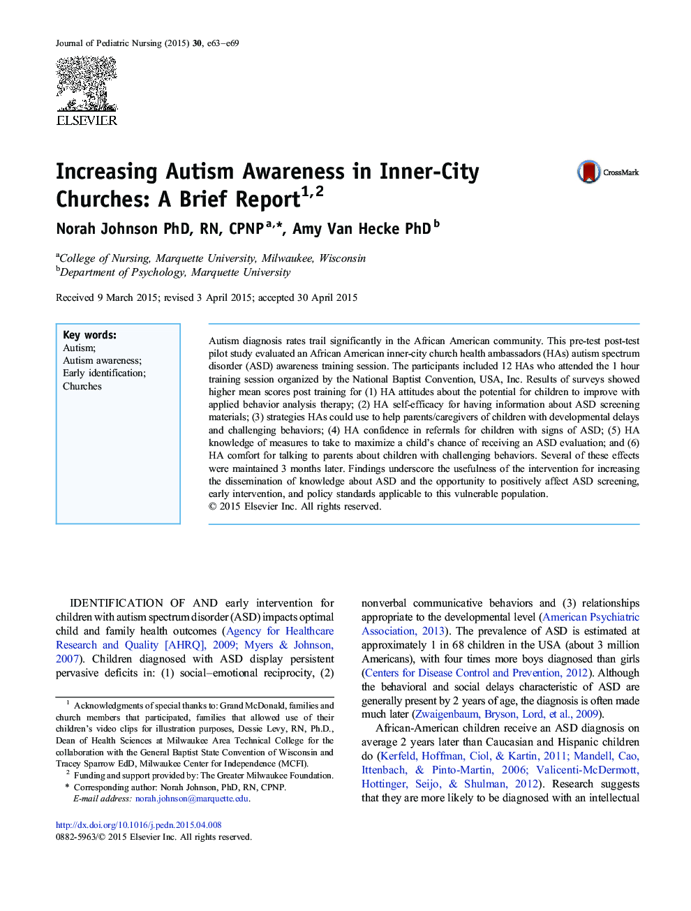 Increasing Autism Awareness in Inner-City Churches: A Brief Report 12