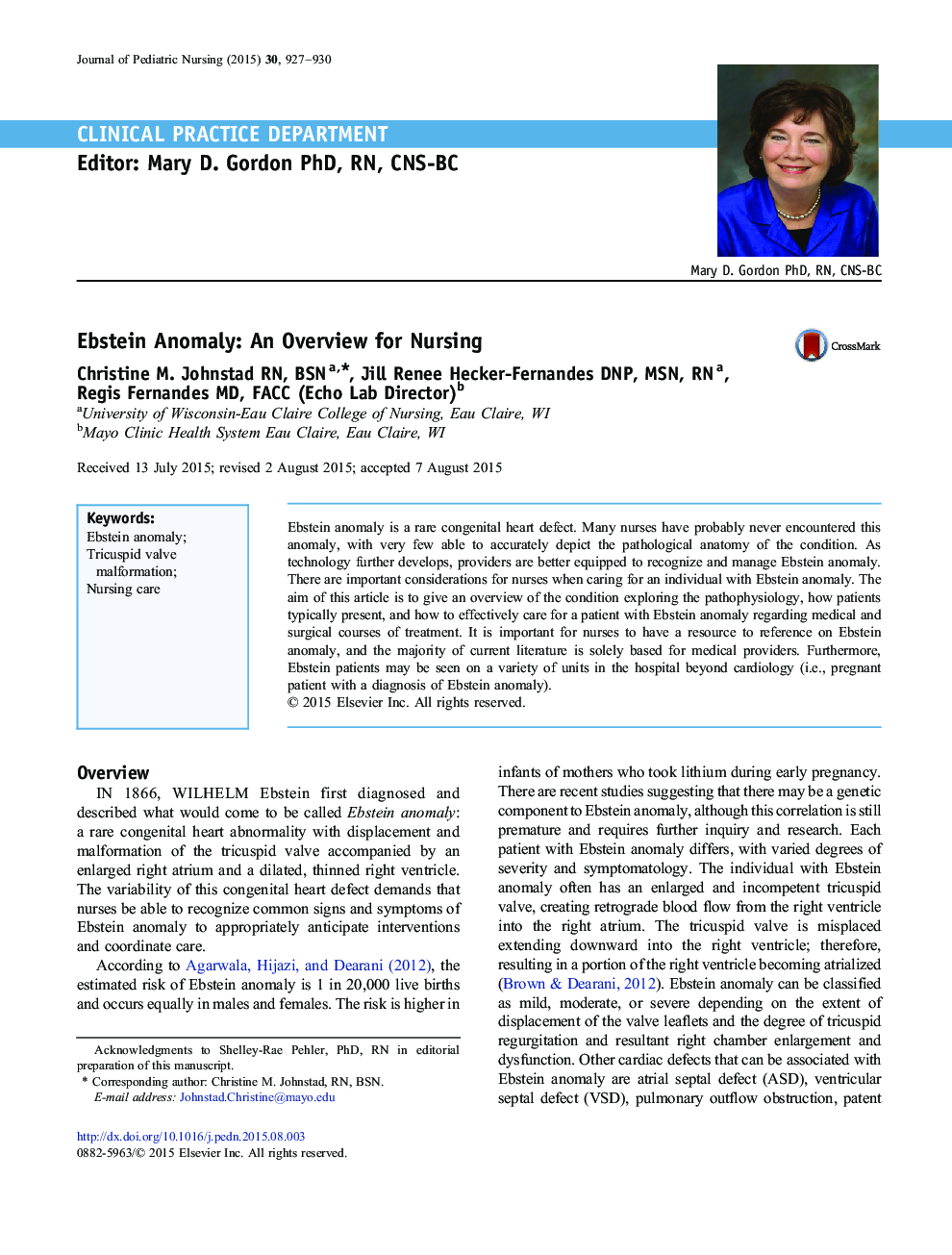 Ebstein Anomaly: An Overview for Nursing 