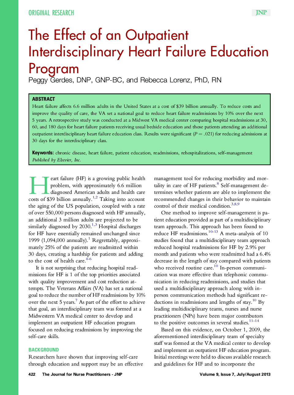 The Effect of an Outpatient Interdisciplinary Heart Failure Education Program 