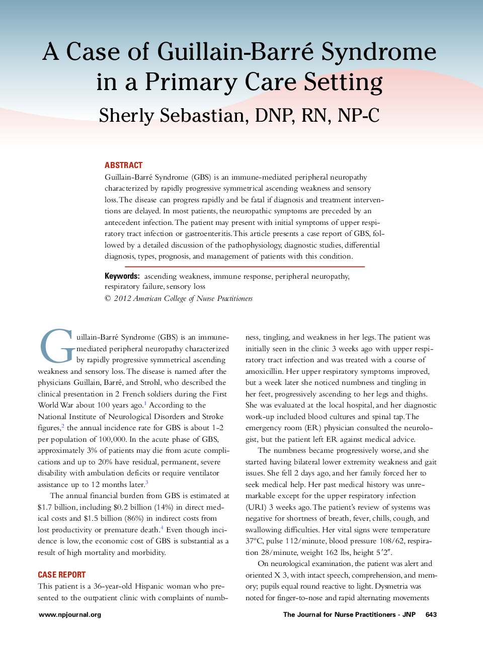 A Case of Guillain-Barré Syndrome in a Primary Care Setting 