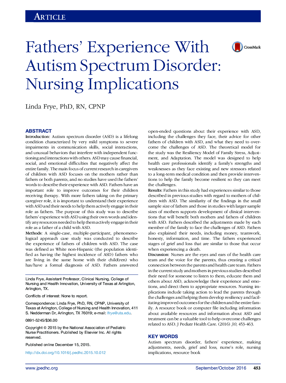 تجربه پدران با اختلال طیف اوتیسم: پیامدهای پرستاری