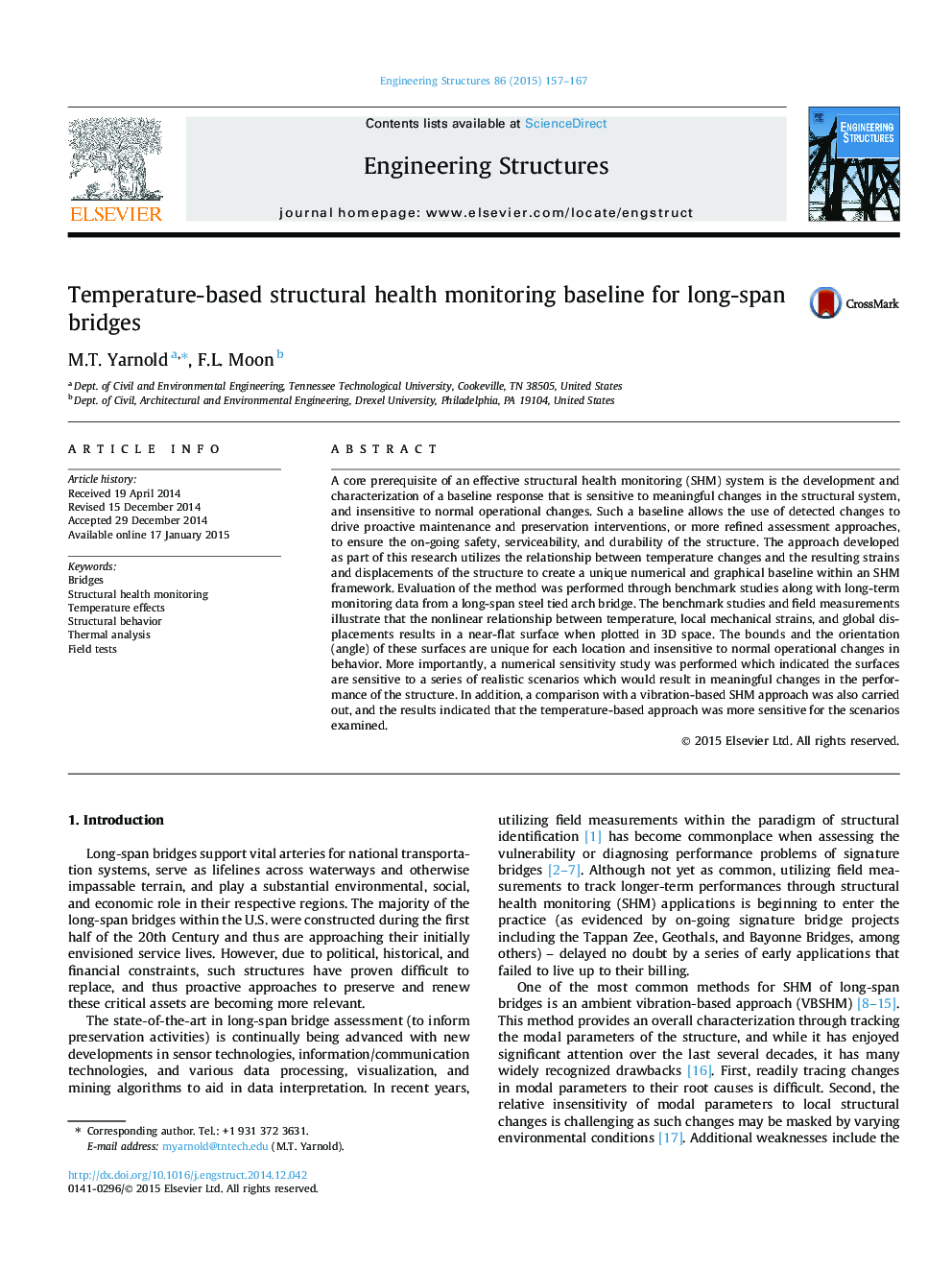 Temperature-based structural health monitoring baseline for long-span bridges