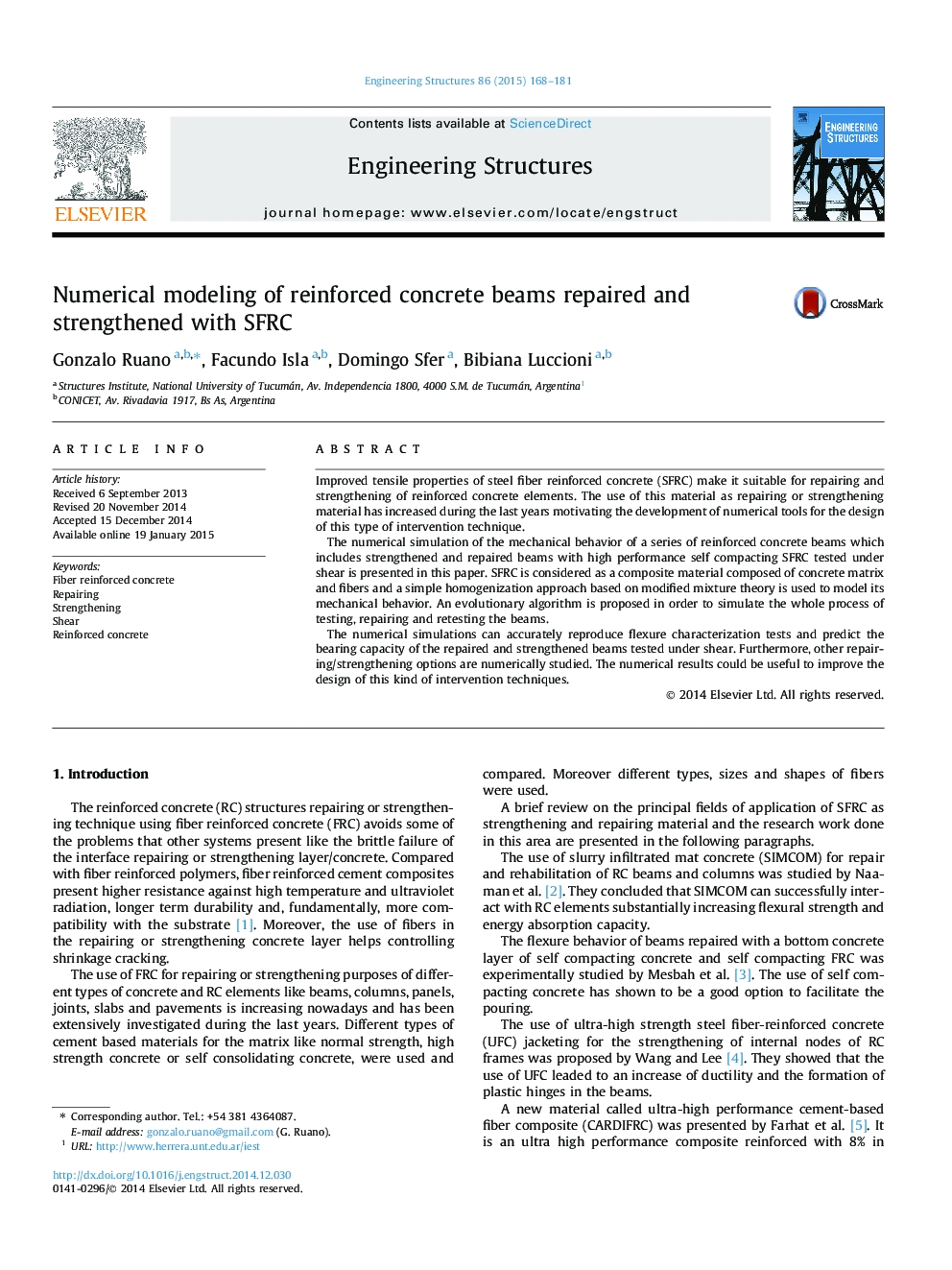 Numerical modeling of reinforced concrete beams repaired and strengthened with SFRC