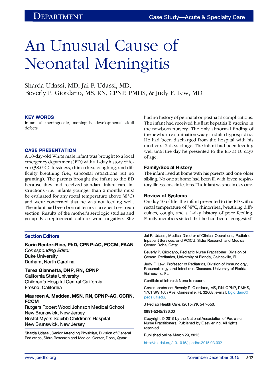 An Unusual Cause of Neonatal Meningitis